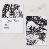 アナトリアンガールズブラックウィイェエスニックファッションスケッチ 名刺 (正面/裏面)