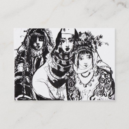 アナトリアンガールズブラックウィイェエスニックファッションスケッチ 名刺 (裏面)