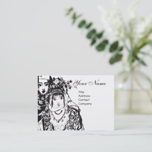 アナトリアンガールズ白黒インクスケッチ 名刺 (スタンド正面)