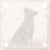 アナトリアンシェパードとバラ – バレンタインデー ガラスコースター (裏面)