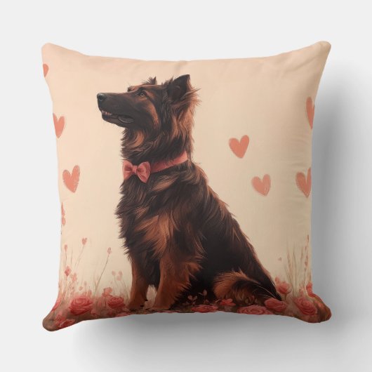 アナトリアンシェパードとバラ – バレンタインデー クッション (裏面)