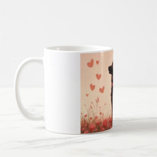 アナトリアンシェパードとバラ – バレンタインデー コーヒーマグカップ (左)