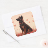 アナトリアンシェパードとバラ – バレンタインデー スクエアシール (封筒)