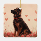 アナトリアンシェパードとバラ – バレンタインデー セラミックオーナメント (裏面)