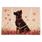 アナトリアンシェパードとバラ – バレンタインデー ラージペーパーバッグ (正面)