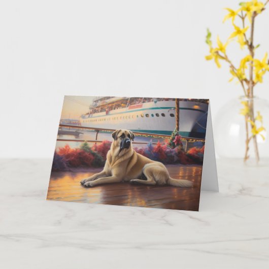 アナトリアンシェパードのクリスマスクルーズ：ポーソーム カード (黄色い花)