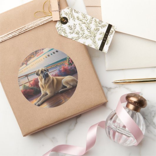 アナトリアンシェパードのクリスマスクルーズ：ポーソーム ラウンドシール (ギフト)