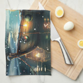 アナトリアンシェパードクリスマスフェスティバル航海 キッチンタオル (四つ折り)