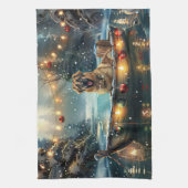 アナトリアンシェパードクリスマスフェスティバル航海 キッチンタオル (縦)