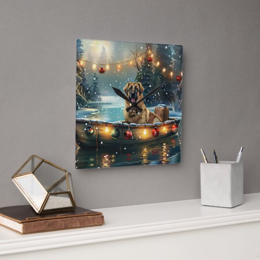 アナトリアンシェパードクリスマスフェスティバル航海 スクエア壁時計 (オフィス)