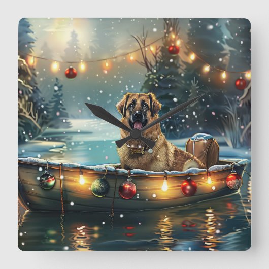 アナトリアンシェパードクリスマスフェスティバル航海 スクエア壁時計 (正面)