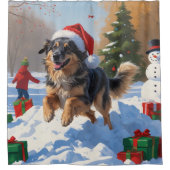 アナトリアンシェパードクリスマスフェスティバル雪 シャワーカーテン (正面)