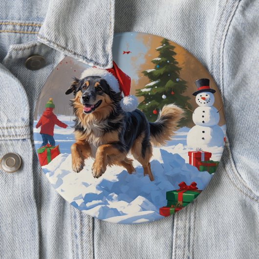 アナトリアンシェパードクリスマスフェスティバル雪 缶バッジ (インサイチュ)