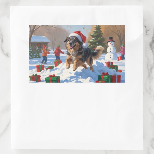 アナトリアンシェパードクリスマスフェスティバル雪 長方形シール (バッグ)