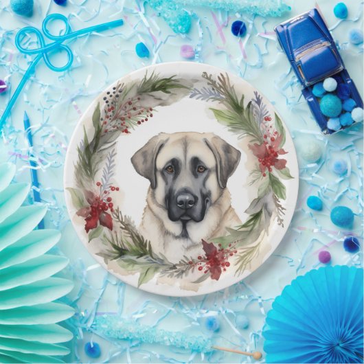 アナトリアンシェパードクリスマスリースフェスティバルカップ ペーパープレート (パーティー)