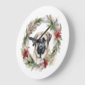 アナトリアンシェパードクリスマスリースフェスティバルカップ ラージ壁時計 (傾斜)