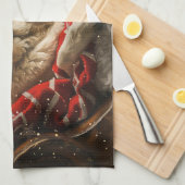 アナトリアンシェパードドッグクリスマスフェスティバル キッチンタオル (四つ折り)