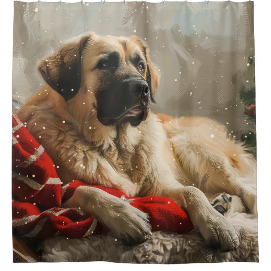 アナトリアンシェパードドッグクリスマスフェスティバル シャワーカーテン (正面)