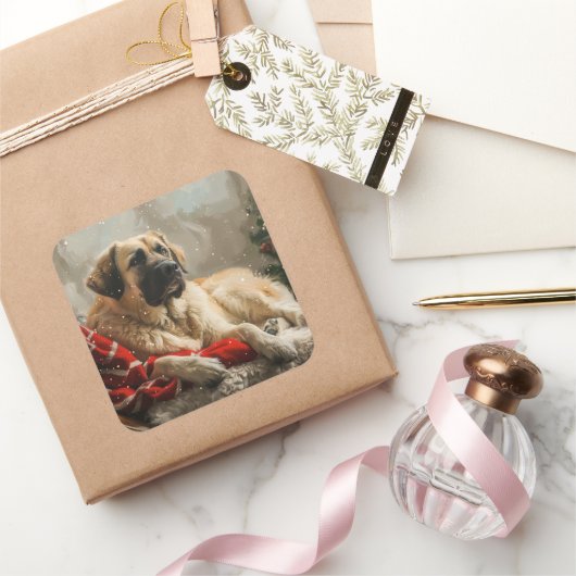 アナトリアンシェパードドッグクリスマスフェスティバル スクエアシール (ギフト)