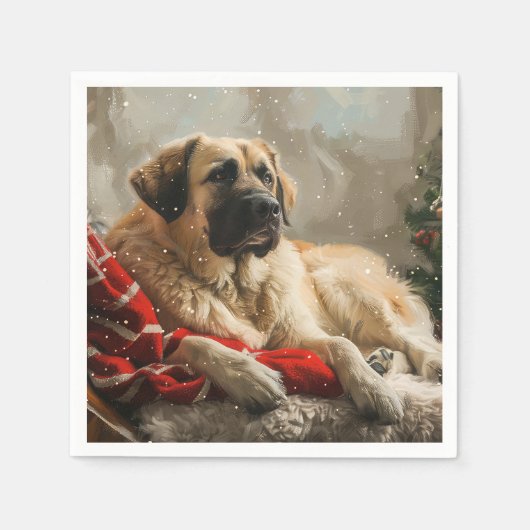 アナトリアンシェパードドッグクリスマスフェスティバル スタンダードカクテルナプキン (正面)
