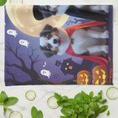 アナトリアンシェパードドッグスパンプキンハロウィンおもしろい キッチンタオル (折り畳み)