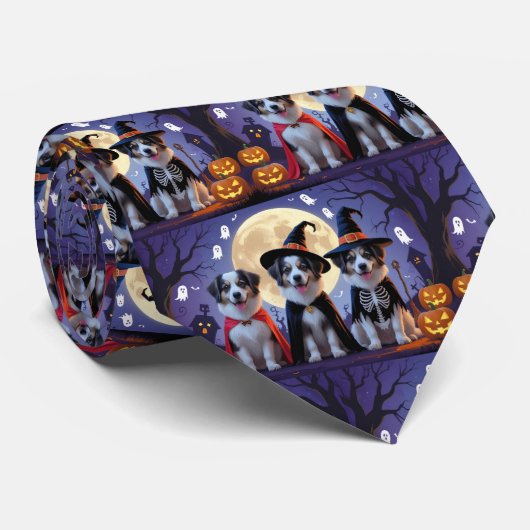 アナトリアンシェパードドッグスパンプキンハロウィンおもしろい ネクタイ (ロール)