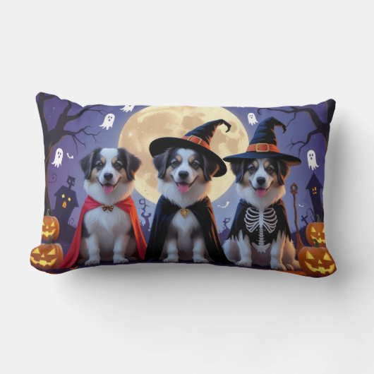 アナトリアンシェパードドッグスパンプキンハロウィンおもしろい ランバークッション (正面)