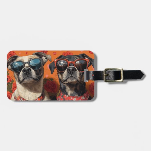 アナトリアンシェパードハートバラバレンタインデー ラゲッジタグ (正面横)