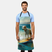 アナトリアンシェパードビーチサーフィン絵画ズ エプロン (着用した状態)