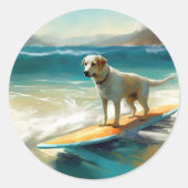 アナトリアンシェパードビーチサーフィン絵画ズ ラウンドシール (正面)