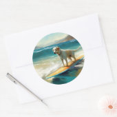 アナトリアンシェパードビーチサーフィン絵画ズ ラウンドシール (封筒)