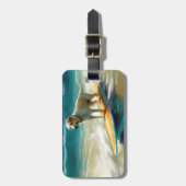 アナトリアンシェパードビーチサーフィン絵画ズ ラゲッジタグ (正面縦)