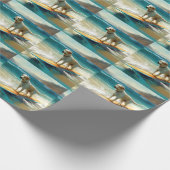 アナトリアンシェパードビーチサーフィン絵画ズ ラッピングペーパー (角)