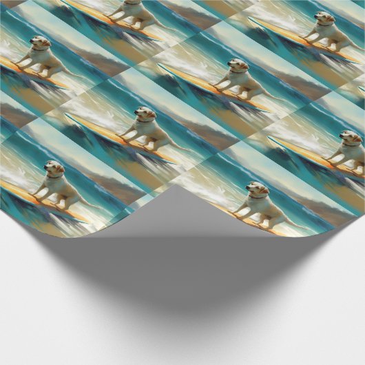 アナトリアンシェパードビーチサーフィン絵画ズ ラッピングペーパー (角)