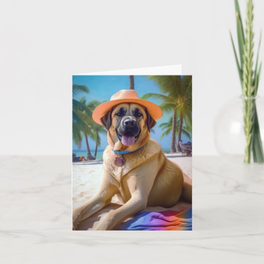 アナトリアンシェパードビーチ、犬の恋人の夏のギフト カード (正面)