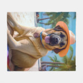 アナトリアンシェパードビーチ、犬の恋人の夏のギフト フリースブランケット (正面(横))