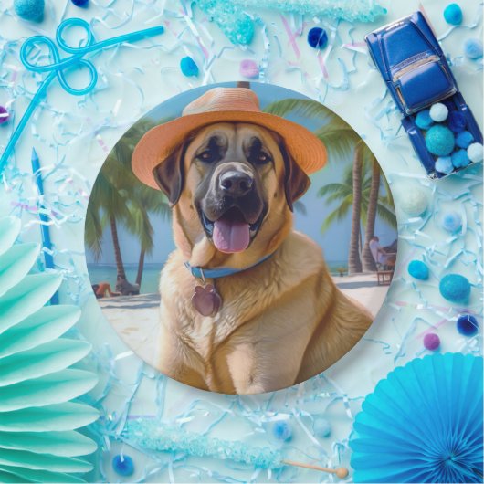 アナトリアンシェパードビーチ、犬の恋人の夏のギフト ペーパープレート (パーティー)