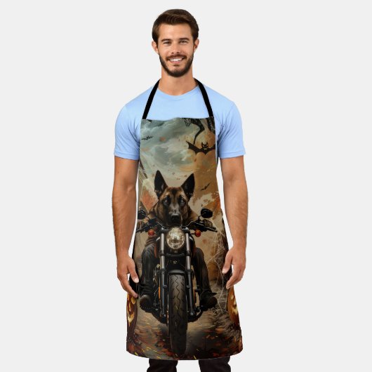 アナトリアンシェパードライディングオートバイハロウィーン エプロン (着用した状態)