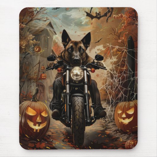 アナトリアンシェパードライディングオートバイハロウィーン マウスパッド (正面)