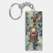 アナトリアンシェパード犬オートバイクリスマスに乗る キーホルダー (正面左)