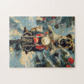 アナトリアンシェパード犬オートバイクリスマスに乗る ジグソーパズル (横)