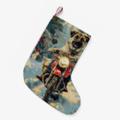 アナトリアンシェパード犬オートバイクリスマスに乗る スモールクリスマスストッキング (正面 (吊り時))