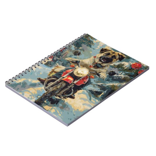 アナトリアンシェパード犬オートバイクリスマスに乗る ノートブック (左側)