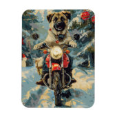 アナトリアンシェパード犬オートバイクリスマスに乗る マグネット (縦)