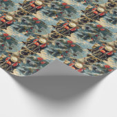 アナトリアンシェパード犬オートバイクリスマスに乗る ラッピングペーパー (角)