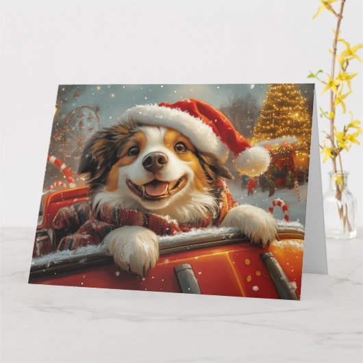 アナトリアンシェパード犬ローラーコースタークリスマス カード (黄色い花)