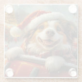 アナトリアンシェパード犬ローラーコースタークリスマス ガラスコースター (裏面)