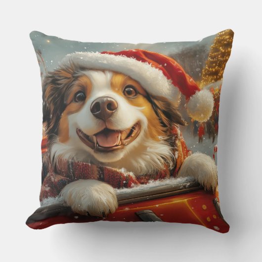 アナトリアンシェパード犬ローラーコースタークリスマス クッション (正面)