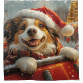 アナトリアンシェパード犬ローラーコースタークリスマス シャワーカーテン (正面)
