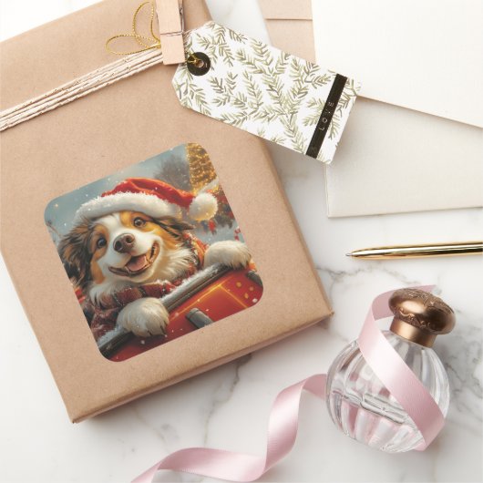 アナトリアンシェパード犬ローラーコースタークリスマス スクエアシール (ギフト)